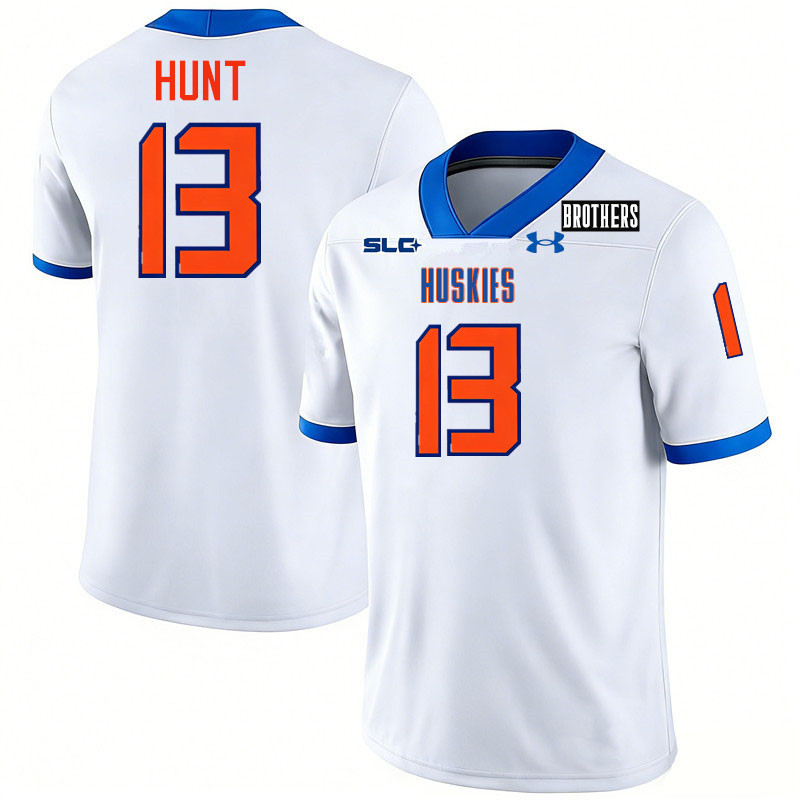 Houston Christian Huskies #13 Jalyx Hunt College Football Jerseys,Uniforms-White